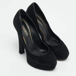 Pre Owned Dolce & Gabbana Size 37 Black Suede Platform Pumps