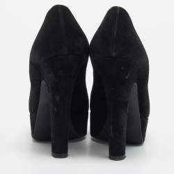 Pre Owned Dolce & Gabbana Size 37 Black Suede Platform Pumps