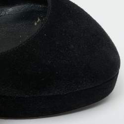 Pre Owned Dolce & Gabbana Size 37 Black Suede Platform Pumps