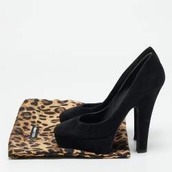 Pre Owned Dolce & Gabbana Size 37 Black Suede Platform Pumps