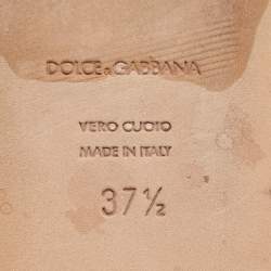 مملوكة مسبقًا Dolce & Gabbana Size 37.5 Black Satin Floral Embroidered Flats