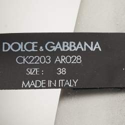 Pre Owned Dolce & Gabbana Portofino Size 38 White/Purple Leather Lace Up Sneakers