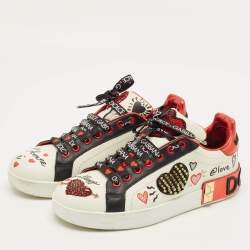 مملوكة مسبقًا حذاء رياضي دولتشي أند غابانا بوتوفينو منخفض من أعلى جلد أسود مقاس 39.5