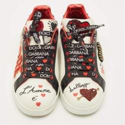 مملوكة مسبقًا حذاء رياضي دولتشي أند غابانا بوتوفينو منخفض من أعلى جلد أسود مقاس 39.5