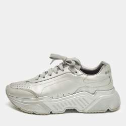 Pre Owned Dolce & Gabbana Daymaster Size 41 Grey Leather Lace Up Sneakers