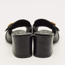 Pre Owned Dolce & Gabbana Baroque Size 37 Black Leather Slide Sandals