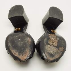 Pre Owned Dolce & Gabbana Baroque Size 37 Black Leather Slide Sandals