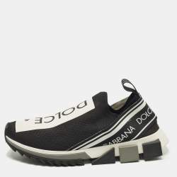 مملوكة مسبقًا Dolce & Gabbana  Size 41.5 Black Knit Fabric Sorrento Slip On Sneakers