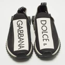 مملوكة مسبقًا Dolce & Gabbana  Size 41.5 Black Knit Fabric Sorrento Slip On Sneakers