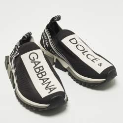 مملوكة مسبقًا Dolce & Gabbana  Size 41.5 Black Knit Fabric Sorrento Slip On Sneakers