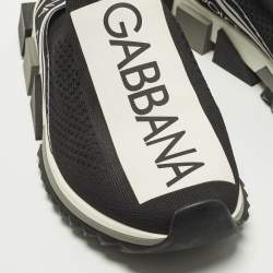 مملوكة مسبقًا Dolce & Gabbana  Size 41.5 Black Knit Fabric Sorrento Slip On Sneakers