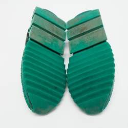 مملوكة مسبقًا حذاء رياضي دولتشي أند غابانا سوا رنتو أخضر قماش محبوك مزين بالكريستال انزلاقي مقاس 39.5