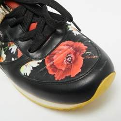 Pre Owned حذاء رياضي دولتشي أند غابانا جلد وكانفاس طباعة موردة متعدد الألوان عنق منخفض مقاس 39.5