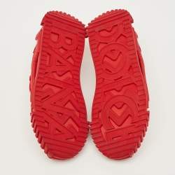 Pre Owned Dolce & Gabbana Ns1 Size 39 Red Fabric and Leather Lace Up Sneakers