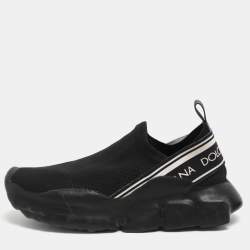 مملوكة مسبقًا Dolce & Gabbana Sorrento Size 37.5 Black Mesh Slip On Sneakers