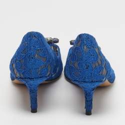 مملوكة مسبقًا Dolce & Gabbana Size 38.5 Blue Lace and Mesh Bellucci Pumps