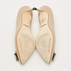 Pre Owned Dolce & Gabbana Bellucci Size 37 Beige Lizard Embossed Leather Pumps