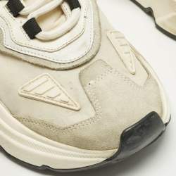 Pre Owned حذاء رياضي دولتشي أند غابانا دايماستر نايلون وجلد سويدي أبيض منخفض من أعلى مقاس 39