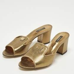 Pre Owned صندل سلايد جلد دي زاين سحلية ذهبي دولتشي & غابانا مقاس 41