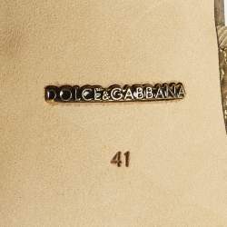 Pre Owned صندل سلايد جلد ديزاين سحلية ذهبي دولتشي & غابانا مقاس 41