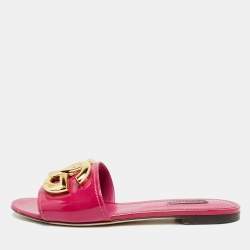 Pre Owned Dolce & Gabbana Size 39 Purple Patent Leather Flat Slides