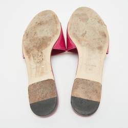 Pre Owned صندل دولتشي أند غابانا جلد برتقالي لامع بشعار DG مسطح مقاس 36