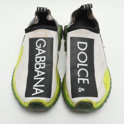 مملوكة مسبقًا Dolce & Gabbana Sorrento Size 36.5 Neon Green/White Knit Fabric Slip On Sneakers