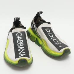 مملوكة مسبقًا Dolce & Gabbana Sorrento Size 36.5 Neon Green/White Knit Fabric Slip On Sneakers