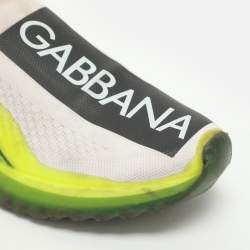 مملوكة مسبقًا Dolce & Gabbana Sorrento Size 36.5 Neon Green/White Knit Fabric Slip On Sneakers