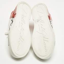 Pre Owned Dolce & Gabbana Portofino Size 38 White/Red Leather Low Top Sneakers