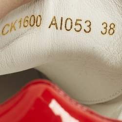 Pre Owned Dolce & Gabbana Portofino Size 38 White/Red Leather Low Top Sneakers