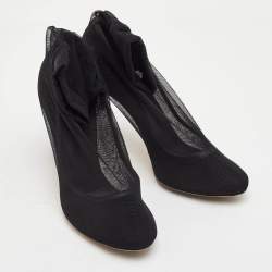 Pre Owned Dolce & Gabbana Stretch Tulle Bow Sock Size 39 Black Mesh Boots