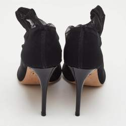 Pre Owned Dolce & Gabbana Stretch Tulle Bow Sock Size 39 Black Mesh Boots