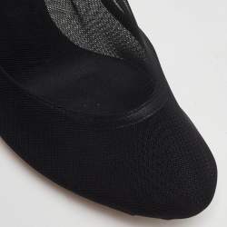 Pre Owned Dolce & Gabbana Stretch Tulle Bow Sock Size 39 Black Mesh Boots