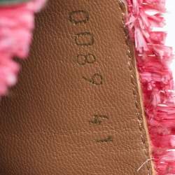 مملوكة مسبقًا Dolce & Gabbana Size 41 Brown/Red Raffia and Leather Pineapple Kiwi Patch Espadrille Sandals 