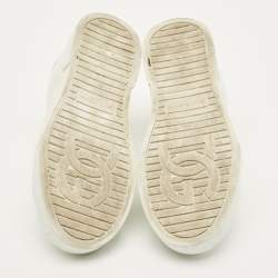 Pre Owned حذاء رياضي دولتشي أند غابانا بورتوفينو جلد أبيض/أرجواني برباط مقاس 38