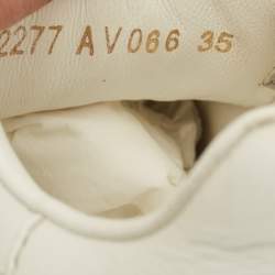 Pre Owned حذاء رياضي دولتشي أند غابانا بورتوفينو جلد أبيض/أرجواني برباط مقاس 38