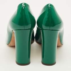 مملوكة مسبقًا حذاء كعب بلوك دولشي & غابانا مزخرف كريستال جلد لامع أخضر مقاس 41