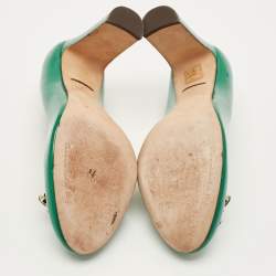 مملوكة مسبقًا حذاء كعب بلوك دولشي & غابانا مزخرف كريستال جلد لامع أخضر مقاس 41