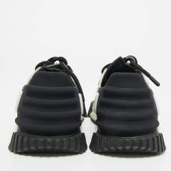 Pre Owned Dolce & Gabbana Ns1 Size 37.5 Black/White Fabric and Suede Low Top Sneakers