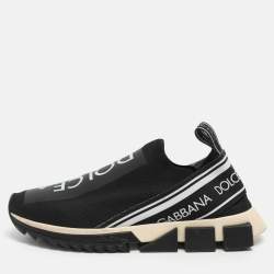 مملوكة مسبقًا Dolce & Gabbana Sorrento Size 41 Black/White Knit Fabric Slip On Sneakers