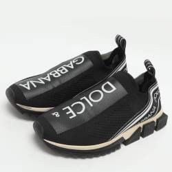 مملوكة مسبقًا حذاء رياضي دولتشي أند غابانا نسيج محاك أسود/أبيض سهل الارتداء سورينتو مقاس 41