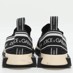 مملوكة مسبقًا حذاء رياضي دولتشي أند غابانا نسيج محاك أسود/أبيض سهل الارتداء سورينتو مقاس 41