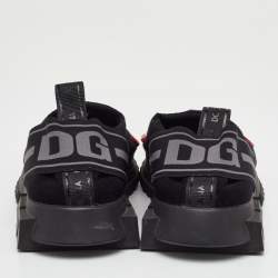 Pre Owned Dolce & Gabbana DG Patch Size 35 Black Stretch Technical Fabric Slip On Sneakers