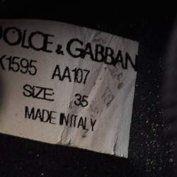 Pre Owned Dolce & Gabbana DG Patch Size 35 Black Stretch Technical Fabric Slip On Sneakers