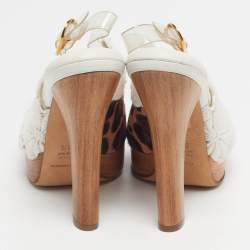 مملوكة مسبقًا صندل دولتشي أند غابانا جلد فضي مرآة كعب حزام للكاحل مقاس 37