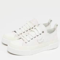 Pre Owned Dolce & Gabbana Size 36 White Canvas Athletic  Lace Up Sneakers