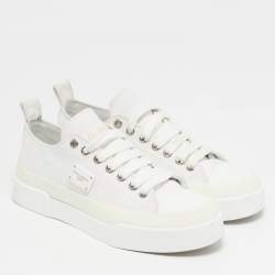 Pre Owned Dolce & Gabbana Size 36 White Canvas Athletic  Lace Up Sneakers