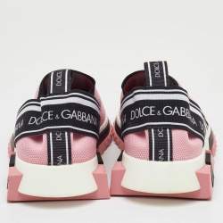 مملوكة مسبقًا Dolce & Gabbana Sorrento Size 39 Pink/Black Knit Fabric Slip On Sneakers