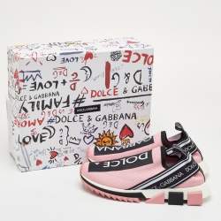 مملوكة مسبقًا Dolce & Gabbana Sorrento Size 39 Pink/Black Knit Fabric Slip On Sneakers